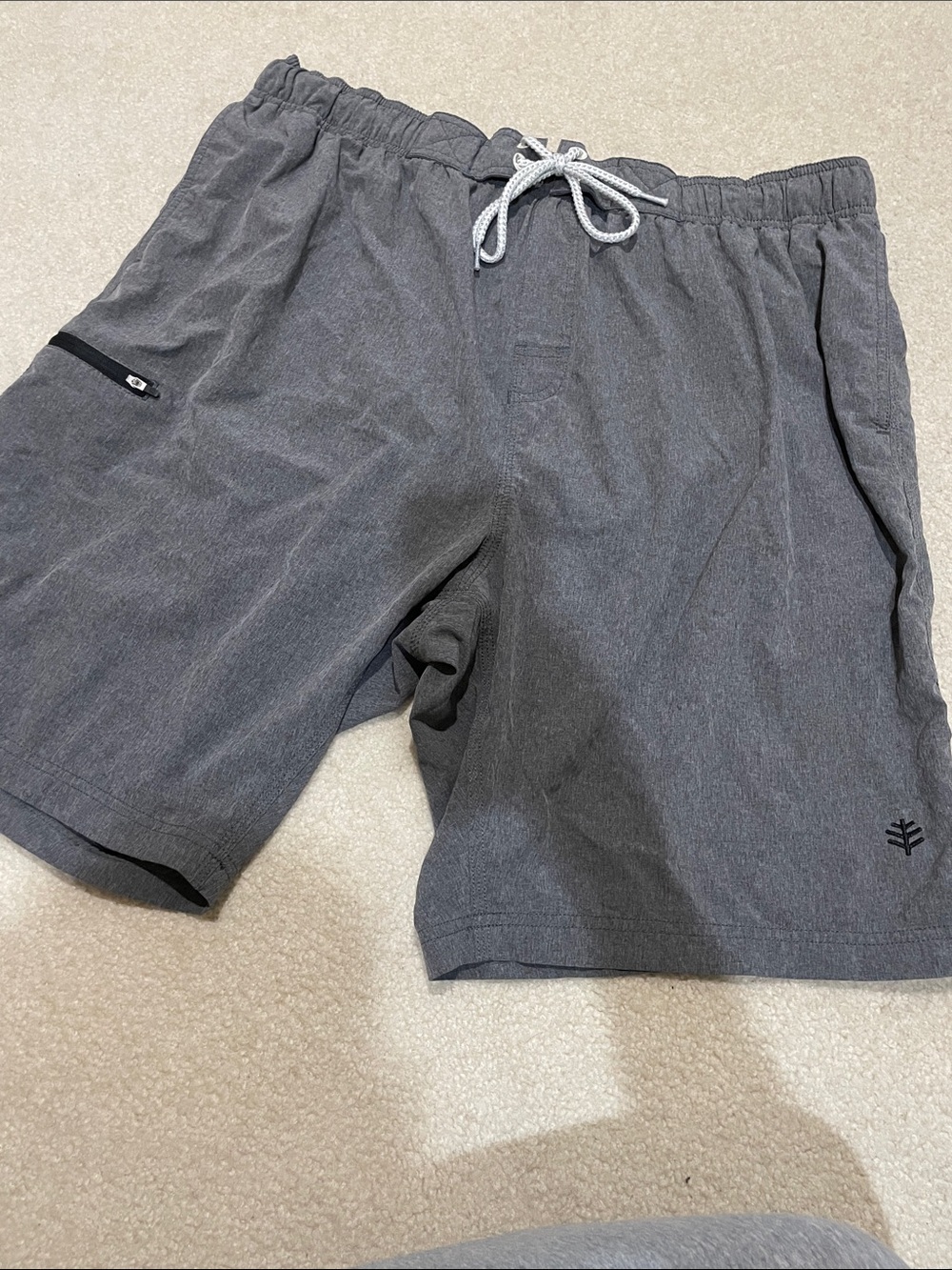 Coolibar Gray Men's Drawstring swim trunks size XXL and 9 inch inseam